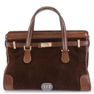 Gucci (vintage) Handbag in Coffee Brown Suede and Leather trim